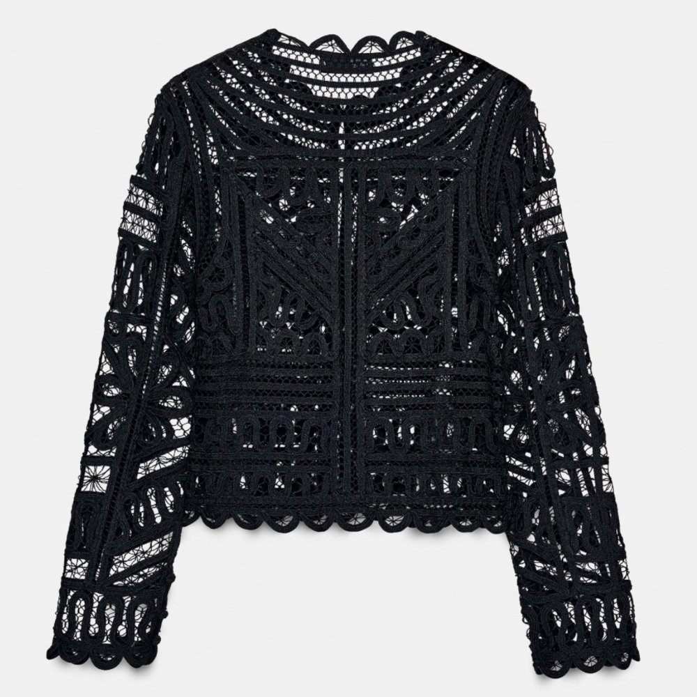 Zara limited edition Black Crochet Lace Blouse - Picture 2 of 7